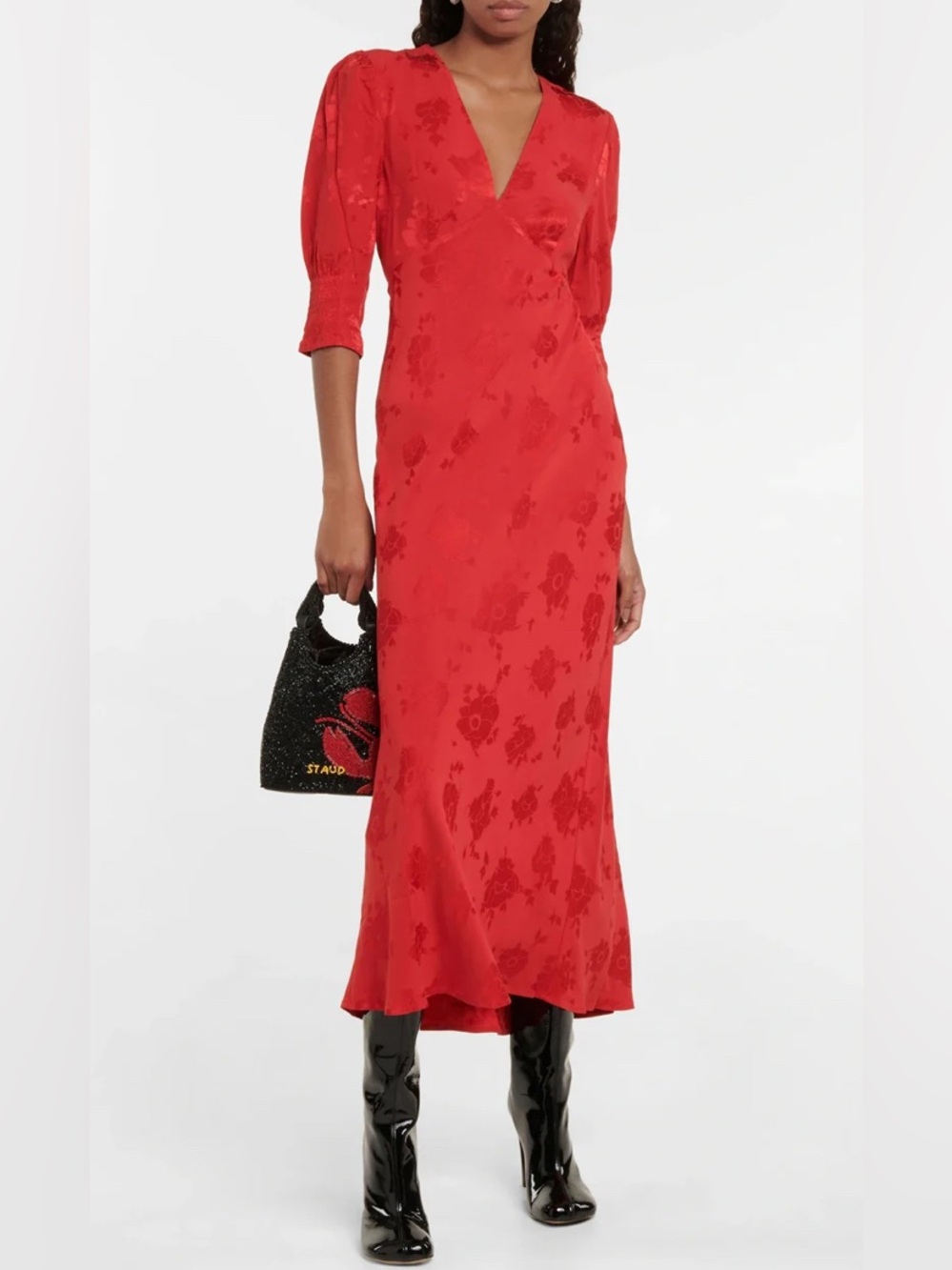 Rixo Zadie Floral Jacquard midi dress